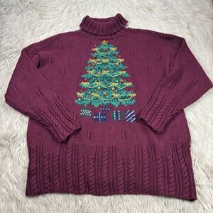 Vintage 1994 Marissa Christina Women's MP Christmas Turtleneck Tunic Sweater